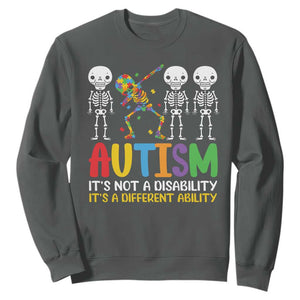Autism Awareness Sweatshirt Skeleton Dabbing Autistic Kids TS10 Dark Heather Print Your Wear