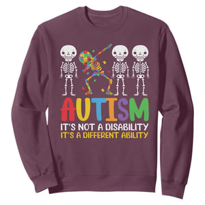 Autism Awareness Sweatshirt Skeleton Dabbing Autistic Kids TS10 Maroon Print Your Wear