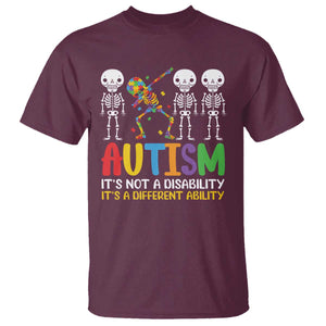 Autism Awareness T Shirt Skeleton Dabbing Autistic Kids TS10 Maroon Print Your Wear