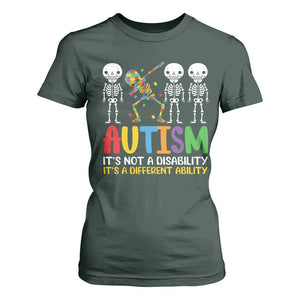 Autism Awareness T Shirt For Women Skeleton Dabbing Autistic Kids TS10 Dark Forest Green Print Your Wear