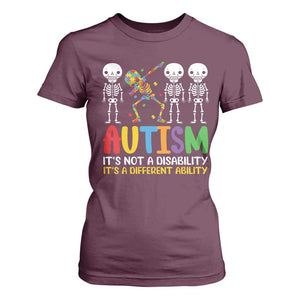 Autism Awareness T Shirt For Women Skeleton Dabbing Autistic Kids TS10 Maroon Print Your Wear