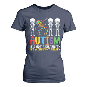Autism Awareness T Shirt For Women Skeleton Dabbing Autistic Kids TS10 Navy Print Your Wear