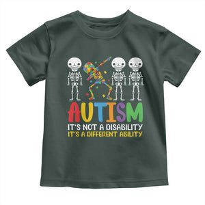 Autism Awareness Toddler T Shirt Skeleton Dabbing Autistic Kids TS10 Dark Forest Green Print Your Wear