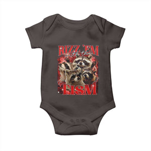 Autism Funny Baby Onesie Rizz Em With The Tism Meme Autistic Racoon TS10 Dark Chocolate Print Your Wear