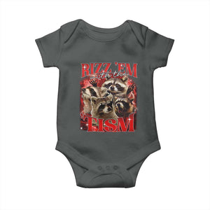Autism Funny Baby Onesie Rizz Em With The Tism Meme Autistic Racoon TS10 Dark Heather Print Your Wear