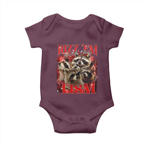 Autism Funny Baby Onesie Rizz Em With The Tism Meme Autistic Racoon TS10 Maroon Print Your Wear