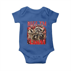 Autism Funny Baby Onesie Rizz Em With The Tism Meme Autistic Racoon TS10 Royal Blue Print Your Wear