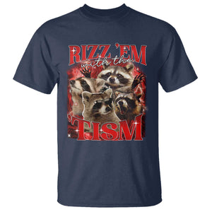 Autism Funny T Shirt Rizz Em With The Tism Meme Autistic Racoon TS10 Navy Print Your Wear