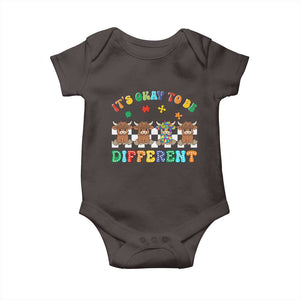 Its Okay To Be Different Autism Awareness Baby Onesie Autistic Cow Positivity Vibe TS10 Dark Chocolate Print Your Wear