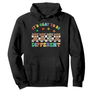 Its Okay To Be Different Autism Awareness Hoodie Autistic Cow Positivity Vibe TS10 Black Print Your Wear