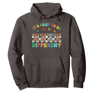Its Okay To Be Different Autism Awareness Hoodie Autistic Cow Positivity Vibe TS10 Dark Chocolate Print Your Wear