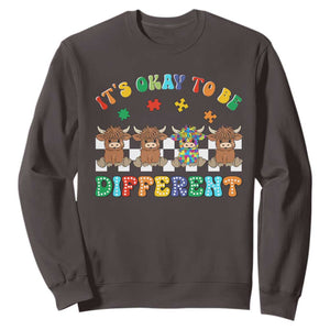 Its Okay To Be Different Autism Awareness Sweatshirt Autistic Cow Positivity Vibe TS10 Dark Chocolate Print Your Wear