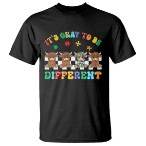 Its Okay To Be Different Autism Awareness T Shirt Autistic Cow Positivity Vibe TS10 Black Print Your Wear