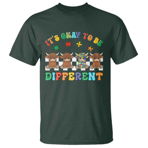 Its Okay To Be Different Autism Awareness T Shirt Autistic Cow Positivity Vibe TS10 Dark Forest Green Print Your Wear