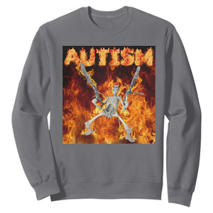Autism Skeleton Meme Sweatshirt TS10 Charcoal Print Your Wear