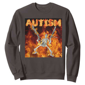 Autism Skeleton Meme Sweatshirt TS10 Dark Chocolate Print Your Wear