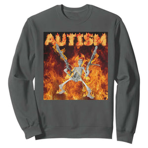Autism Skeleton Meme Sweatshirt TS10 Dark Heather Print Your Wear