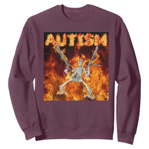 Autism Skeleton Meme Sweatshirt TS10 Maroon Print Your Wear