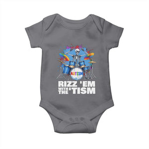 Autism Skeleton Meme Baby Onesie Rizz Em With The Tism Meme Autistic Drummer TS10 Charcoal Print Your Wear