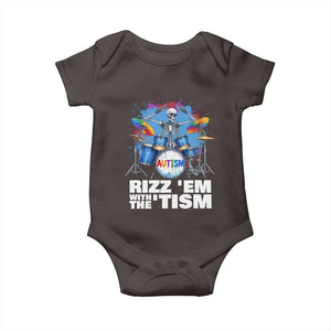 Autism Skeleton Meme Baby Onesie Rizz Em With The Tism Meme Autistic Drummer TS10 Dark Chocolate Print Your Wear