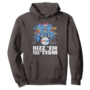 Autism Skeleton Meme Hoodie Rizz Em With The Tism Meme Autistic Drummer TS10 Dark Chocolate Print Your Wear