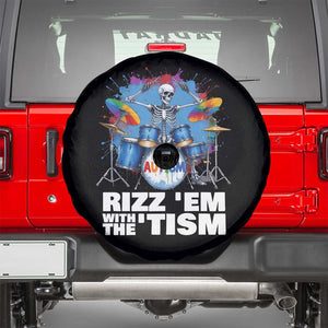Autism Skeleton Meme Spare Tire Cover Rizz Em With The Tism Meme Autistic Drummer TS10 Black Print Your Wear