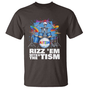 Autism Skeleton Meme T Shirt Rizz Em With The Tism Meme Autistic Drummer TS10 Dark Chocolate Print Your Wear