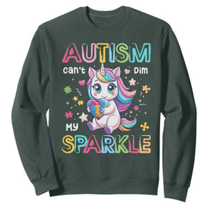 Autism Awareness Unicorn Sweatshirt For Autism Mom Girls TS10 Dark Forest Green Print Your Wear