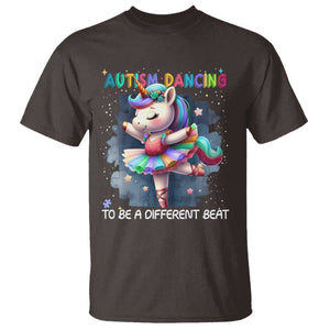 Autism Awareness Unicorn T Shirt Ballet Dancing To A Different Beat TS10 Dark Chocolate Print Your Wear
