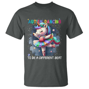 Autism Awareness Unicorn T Shirt Ballet Dancing To A Different Beat TS10 Dark Heather Print Your Wear