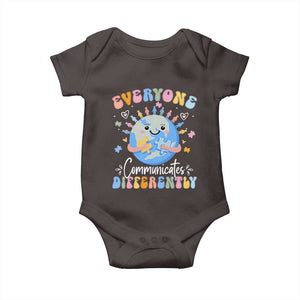 Autism Awareness Sped Teacher Baby Onesie Everyone Communicates Differently TS10 Dark Chocolate Print Your Wear