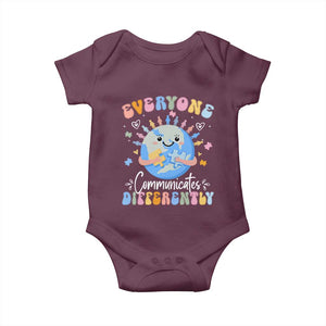 Autism Awareness Sped Teacher Baby Onesie Everyone Communicates Differently TS10 Maroon Print Your Wear