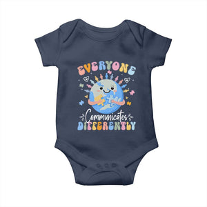 Autism Awareness Sped Teacher Baby Onesie Everyone Communicates Differently TS10 Navy Print Your Wear