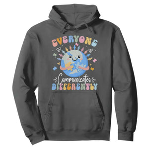 Autism Awareness Sped Teacher Hoodie Everyone Communicates Differently TS10 Dark Heather Print Your Wear