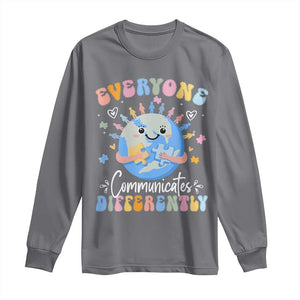 Autism Awareness Sped Teacher Long Sleeve Shirt Everyone Communicates Differently TS10 Charcoal Print Your Wear