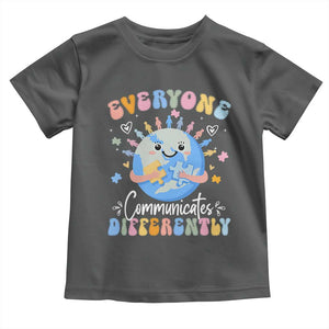 Autism Awareness Sped Teacher Toddler T Shirt Everyone Communicates Differently TS10 Dark Heather Print Your Wear