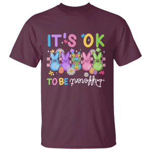 Its Okay To Be Different T Shirt Bunny Puzzle Autism Awareness Easter TS10 Maroon Print Your Wear