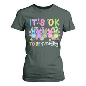 Its Okay To Be Different T Shirt For Women Bunny Puzzle Autism Awareness Easter TS10 Dark Forest Green Print Your Wear