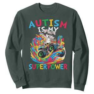 Autism Awareness Easter Sweatshirt Dabbing Bunny Monster Truck Lovers TS10 Dark Forest Green Print Your Wear