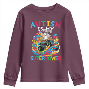 Autism Awareness Easter Youth Sweatshirt Dabbing Bunny Monster Truck Lovers TS10 Maroon Print Your Wear