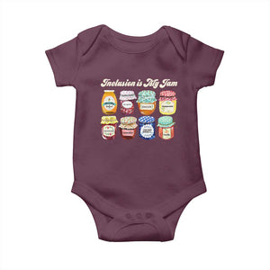 Inclusion Is My Jam Baby Onesie Special Education Teacher Autism Awareness TS10 Maroon Print Your Wear
