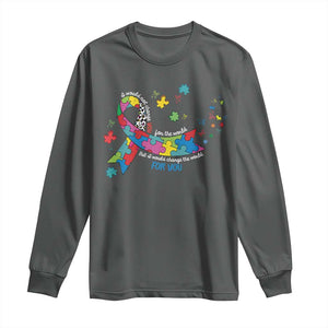 Autism Awareness Coquette Bow Long Sleeve Shirt Special Education Teacher TS10 Dark Heather Print Your Wear