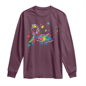 Autism Awareness Coquette Bow Long Sleeve Shirt Special Education Teacher TS10 Maroon Print Your Wear