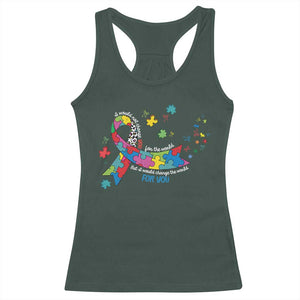Autism Awareness Coquette Bow Racerback Tank Top Special Education Teacher TS10 Dark Forest Green Print Your Wear
