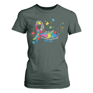 Autism Awareness Coquette Bow T Shirt For Women Special Education Teacher TS10 Dark Forest Green Print Your Wear