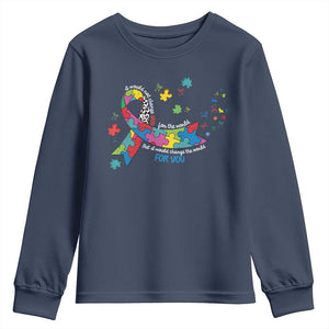 Autism Awareness Coquette Bow Youth Sweatshirt Special Education Teacher TS10 Navy Print Your Wear