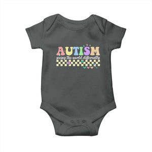 Autism Acceptance Month Baby Onesie Seeing the World Differently TS10 Dark Heather Print Your Wear