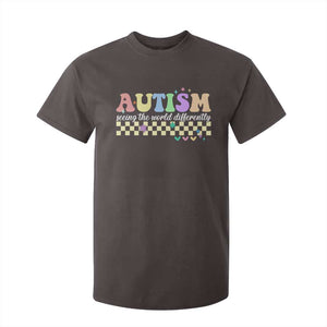 Autism Acceptance Month T Shirt For Kid Seeing the World Differently TS10 Dark Chocolate Print Your Wear