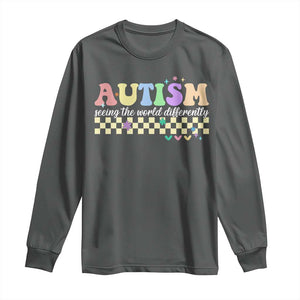 Autism Acceptance Month Long Sleeve Shirt Seeing the World Differently TS10 Dark Heather Print Your Wear