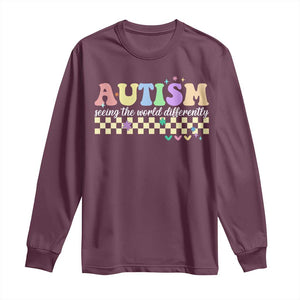 Autism Acceptance Month Long Sleeve Shirt Seeing the World Differently TS10 Maroon Print Your Wear